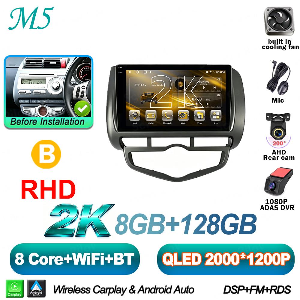 9 Inch Android 16 For HONDA JAZZ City 2002-2007 Car Radio Stereo Head Unit Multimedia Video Player GPS Navigation 2K QLED 8 Core