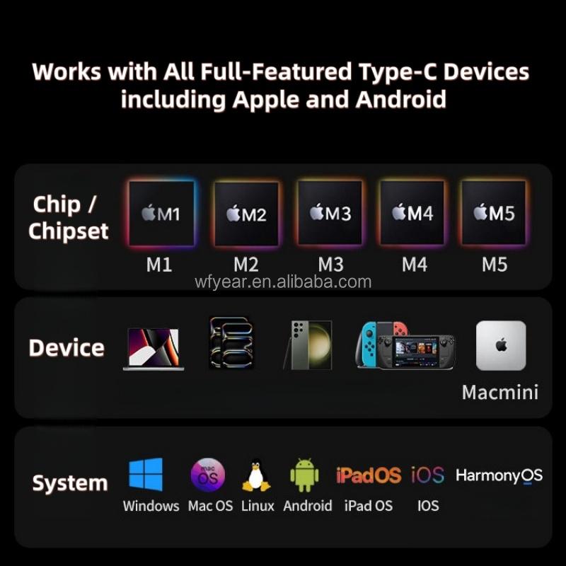 Многофункциональный адаптер-хаб 7-в-1 USB-C, multiportвый адаптер 2.0 4K 30 Гц для 2.0 7 USB 3.0 3,5 мм AUX, алюминиевый сплав, передача данных, в наличии