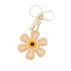 Charm Sunflower Keychain Tassels Flower Bag Pendant Car Keyring PU Leather Key Ring  Men