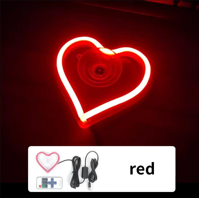 Automotive Triangle Rear Window LED Illuminated Heart-shaped Atmosphere Neon Light Remote Auto Interior Decoration USB Wiring