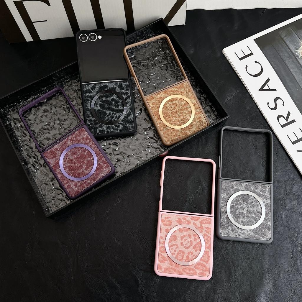 Чехол для Samsung Galaxy Z Flip3 Flip4 Flip5 Flip6 Flip7 с задней кожей и противоударным бампером для телефона MagSafe