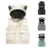 Зимний милый мультфильм для малышей, толстый пуховый жилет на молнии с капюшоном, куртка