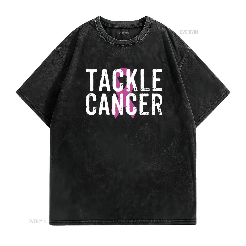 Breast Cancer T Shirt For Women Tackle Awareness Black 2X Large vintage Washed streetwear Stylish homme Slightly Breathable