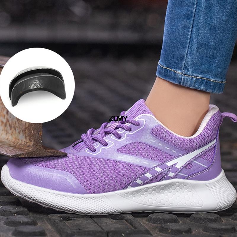 Модные ZLMY новые женские защитные туфли со стальным носком, легкие рабочие туфли, устойчивые к проколам, рабочие защитные ботинки для женщин и мужчин