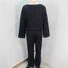 Women 2 Piece Linen Outfit Boat Neck 3/4 Sleeve Crop Top Drawstring Jogger Pants Casual Set