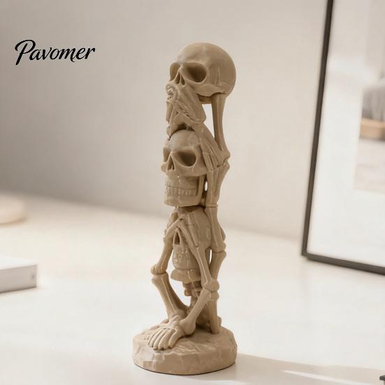 Декорация Череп Ужаса, 3D-печатная штабелируемая фигурка, Готическая статуэтка «Не говори, не слышь, не видишь», для вечеринки на Хэллоуин, для дома и офиса, прочная скульптура