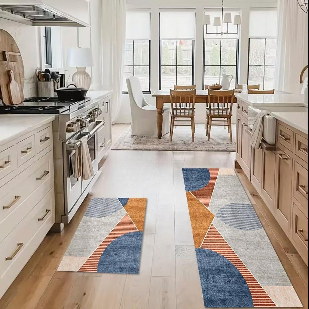 Abstract Geometry Kitchen Long Carpet Restaurant Flannel Floor Mat Door Mat Artistic Sense Simple Porch Entrance Anti Slip Rug