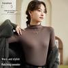 Women's Autumn/Winter Mock Turtleneck Modal Top, Slim Fit, Long Sleeves, Solid Color, Warm Layering Shirt.