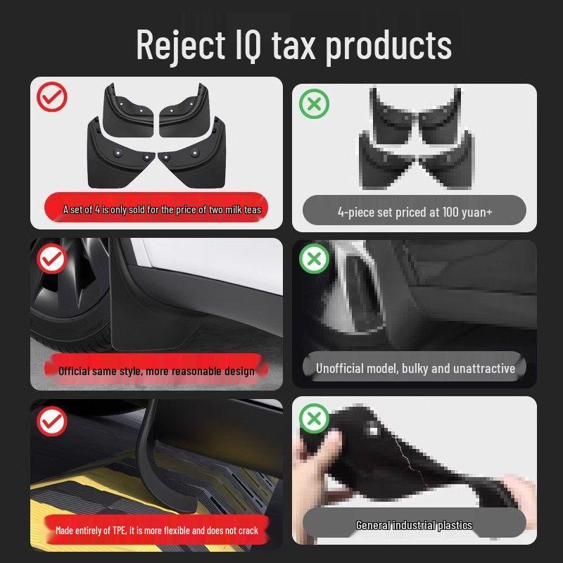Model Y3 Mud Flaps: No-Punch Skins, Exterior Accessories for Model Y