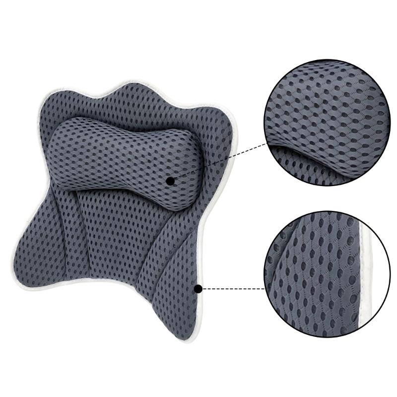 Bath Pillow AntiSlip Suction Cups High Density Foams Neck Pillows MultiPosition Support Spa Comfort Neck Supports