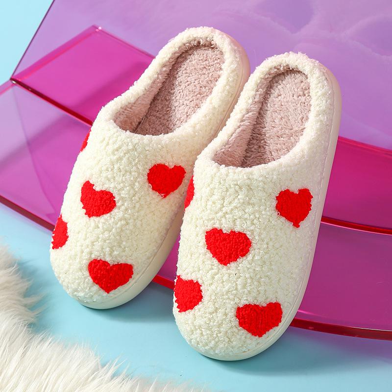 Home Cute Cartoon Strawberry Winter Cotton Slippers for Men and Women's Couples Thick Sole Warm Cotton Slippers
