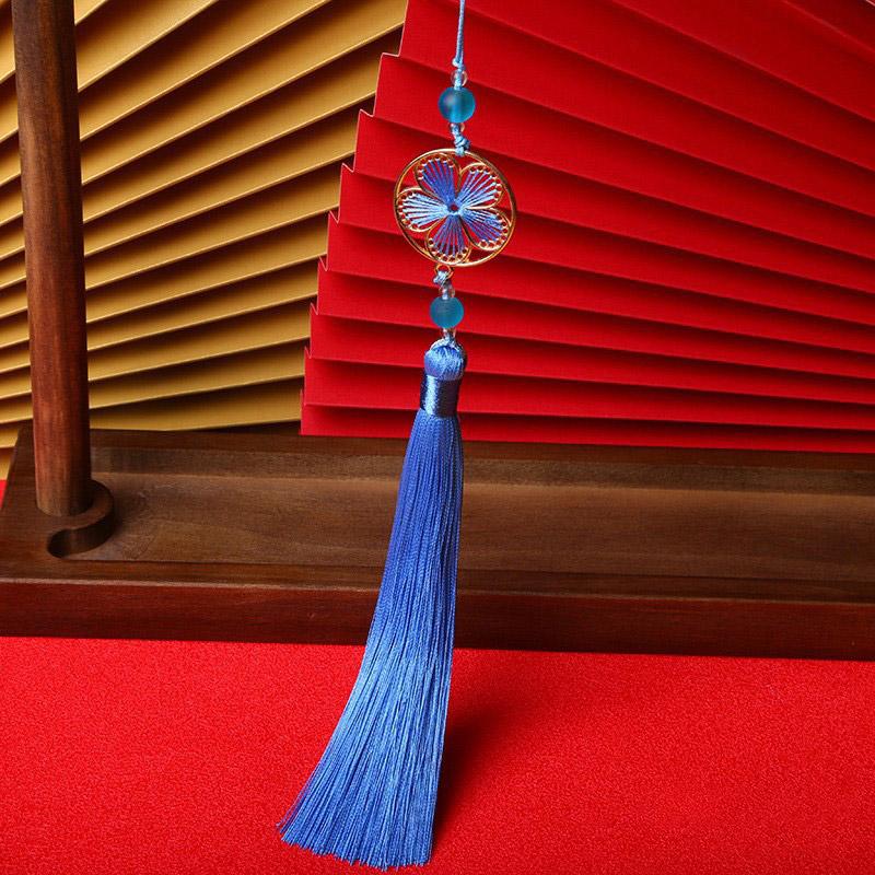 1PC Craft Thousand Leaf Tassel Pendant Polyester Peach Blossom Tassel Beads Charms