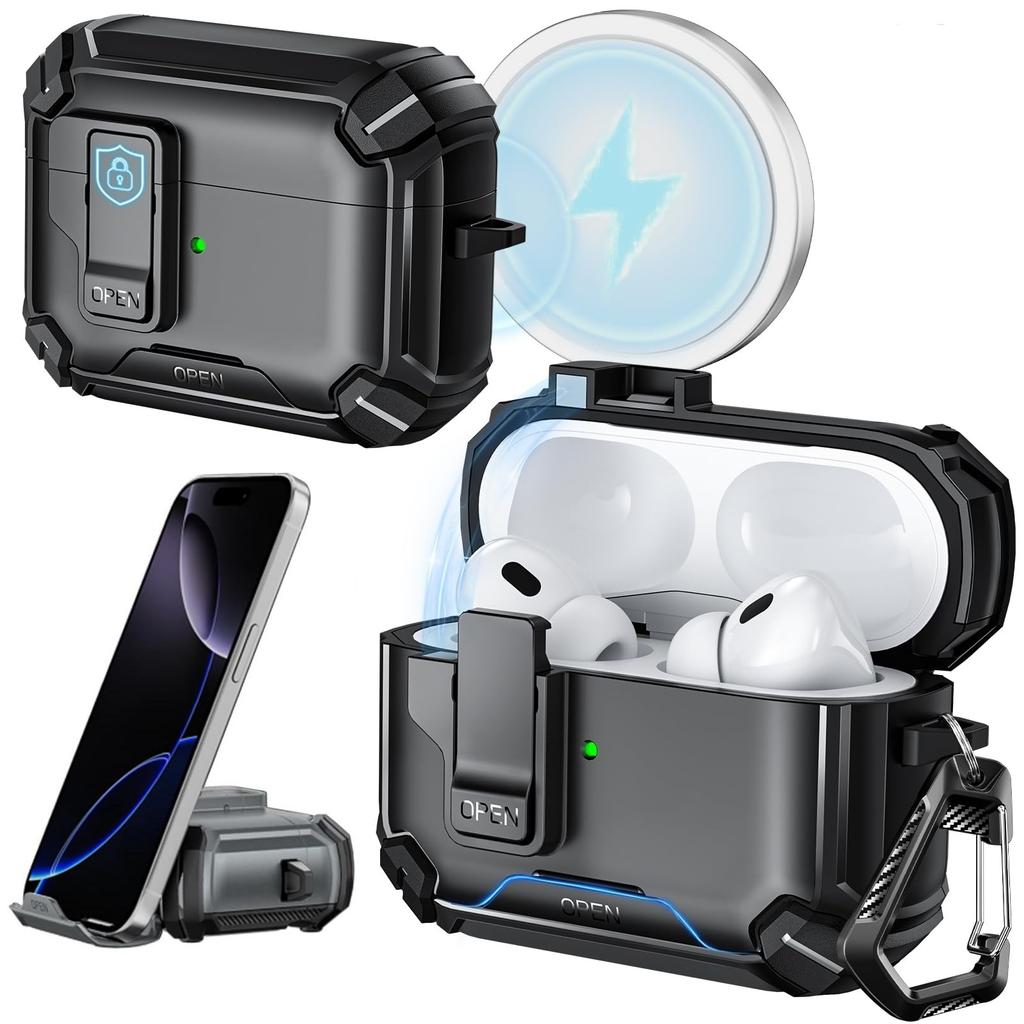 Прозрачный чехол для AirPods Pro 3, чехол-подставка для телефона с предохранителем, конструкция крышки с автоматическим открыванием, с крышкой для чистящего карандаша для AirPods Pro 3