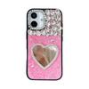 Чехол для мобильного телефона Rhinestone Love Mirror для IPhone17promax Кожа для Apple 16 Женская модель 15 Индивидуальность