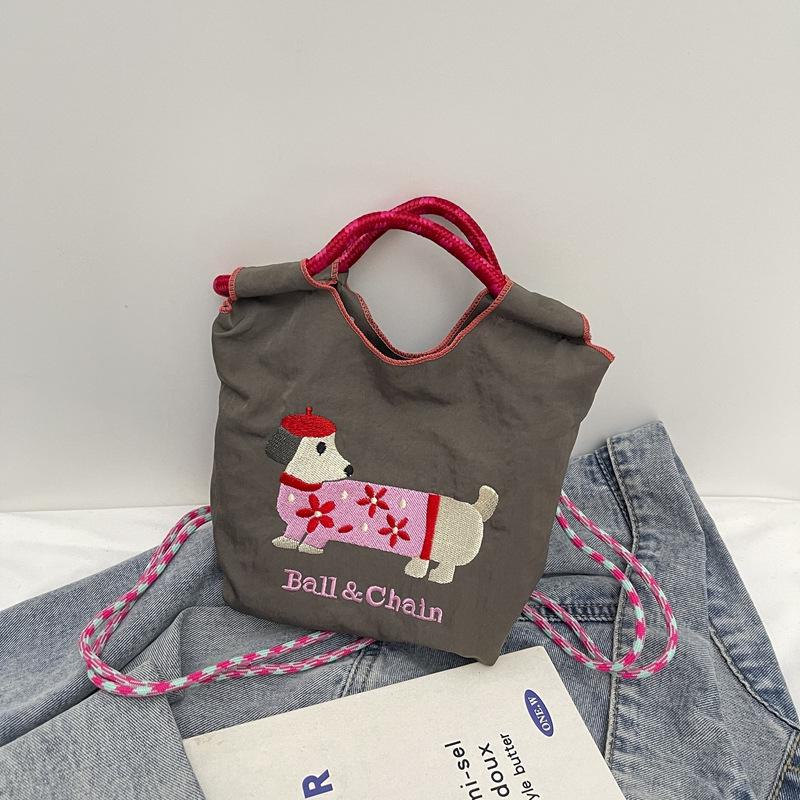 Stylish Dachshund Embroidered Nylon Crossbody Bag for Women - Autumn/Winter 2024 Collection