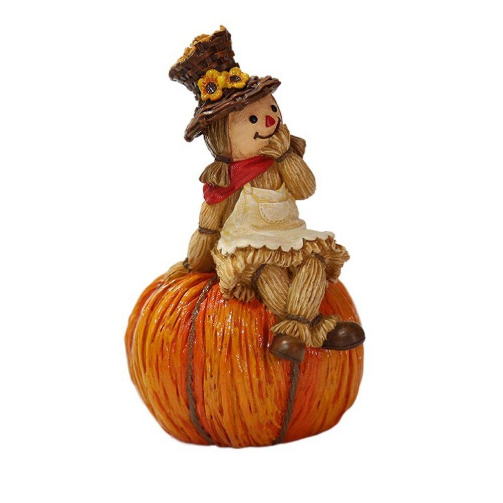 Lovely Pumpkin Statue Resin Pumpkin Scarecrow Ornaments Window Decoration Harvest Day