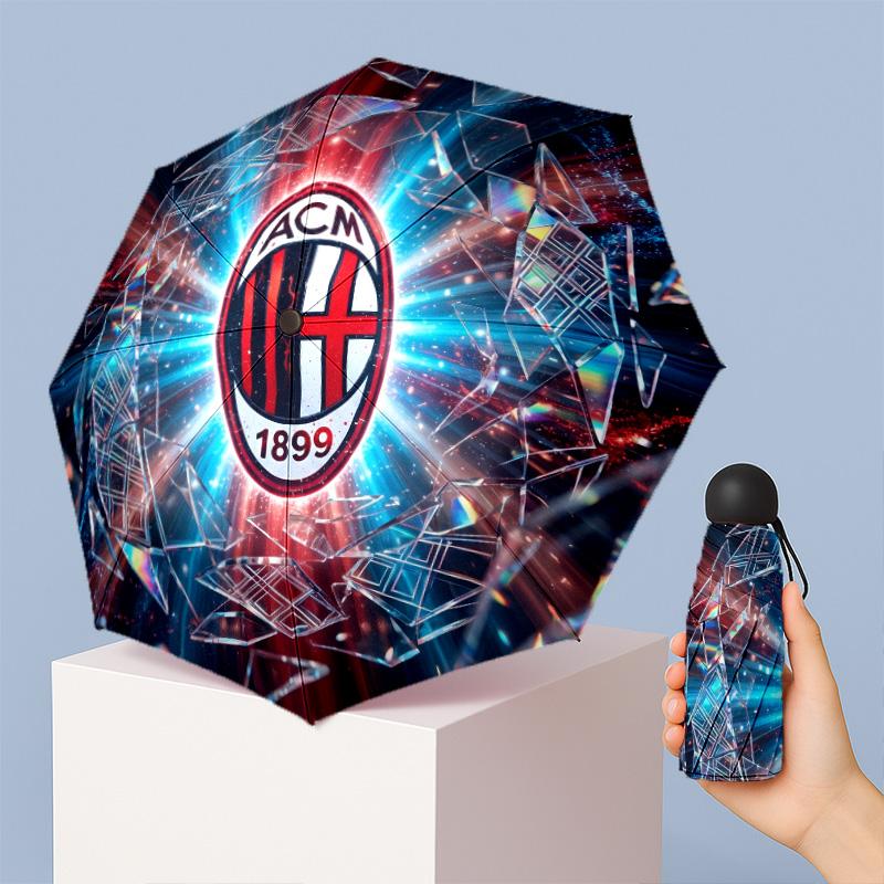 AC Milan Рисунок Печатный Мини 5 Сложений 8 Спиц Компактный Зонт Ветрозащитный Водонепроницаемый Легкий Портативный Складной