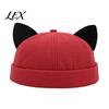Lightweight Fashion Hat for Women Brimless Cat Ear Hat, Cute Docker Cap, Adjustable Skullcap, Stylish Versatile Daily Sailor Cap Men Street