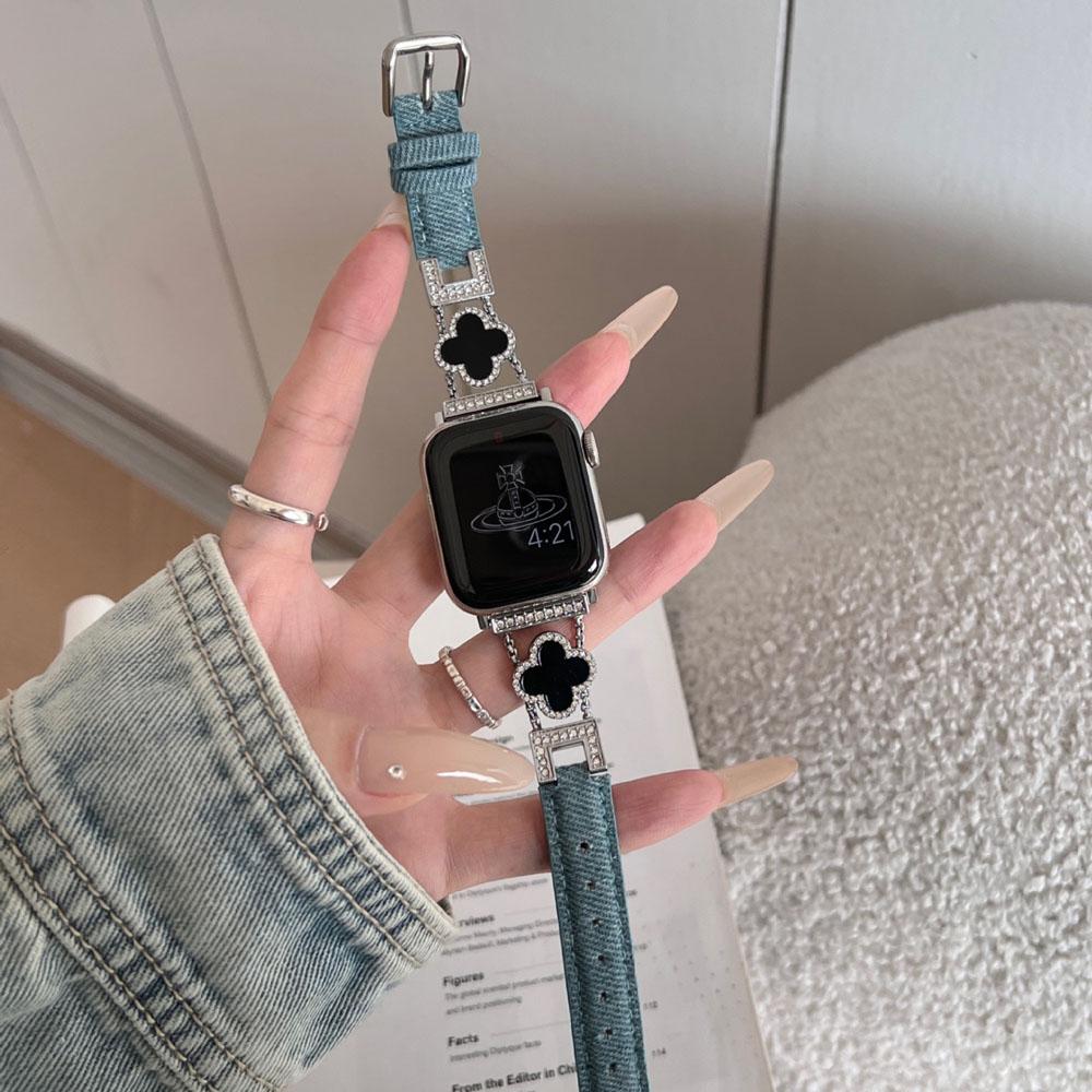 Ремешок из ткани и металлической цепочки для Apple Watch All Series Correa 45 мм 49 мм 44 мм 41 мм 40 38 42 Браслет Cowboy для iWatch Band