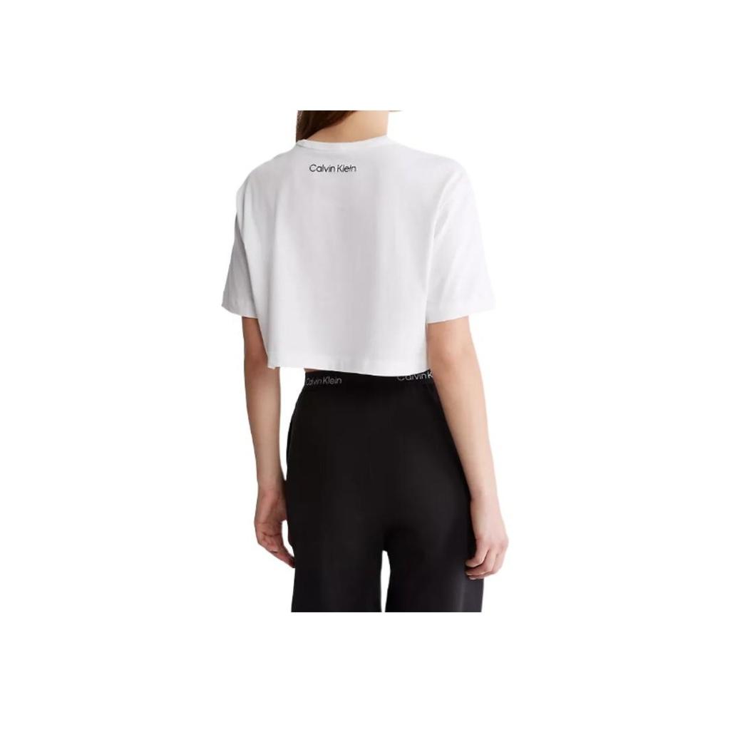 Calvin Klein Ck96 Series Color Block Letter Pattern Printed Round Glow Pullover Short Sleeve Top Women tops White QS6946-110