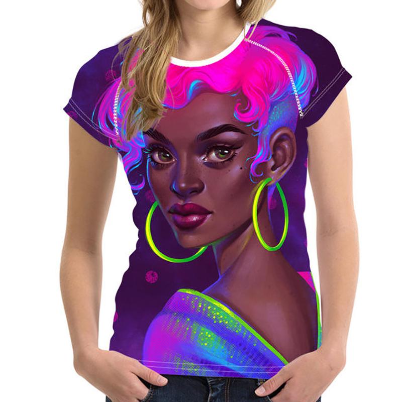 Новая африканская футболка для девочек, футболки в этническом стиле с 3D-принтом, женские с коротким рукавом