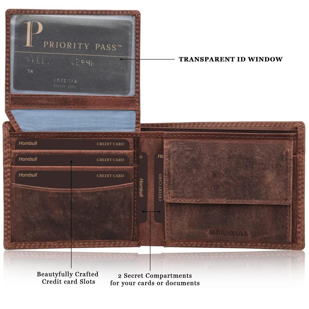 Мужские кожаные коричневые винтажные RFID-кошельки Stella