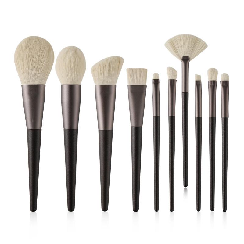 Кисть для тональной основы, рассыпчатая кисть для пудры, кисть для теней, 12 шт., набор кистей для макияжа, шерсть, сиреневый, маленькая сумка для кистей для макияжа серии винограда