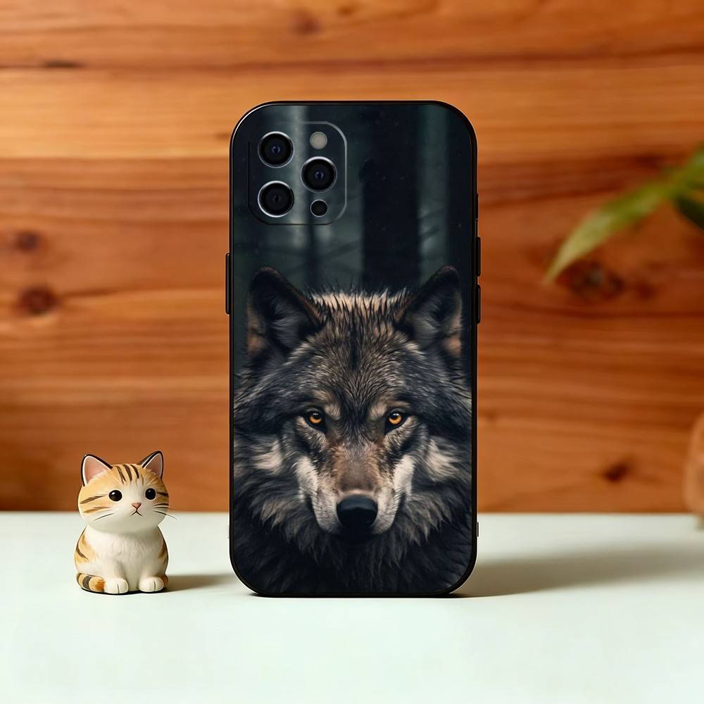 Savage Wolf Theme Phone Case For iPhone 17,16,15,14,13,12,11 Plus,Pro Max,XS,Soft Silicone Black Cover