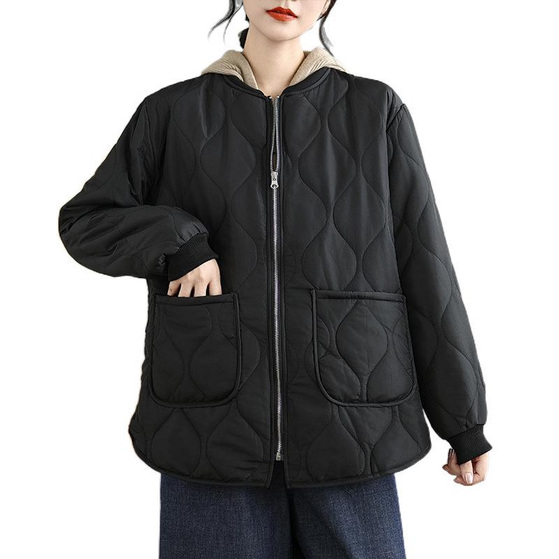 Осень-зима Художественная свободная однотонная хлопковая куртка Легкое хлопковое пальто Хлопковые куртки и пальто для женщин