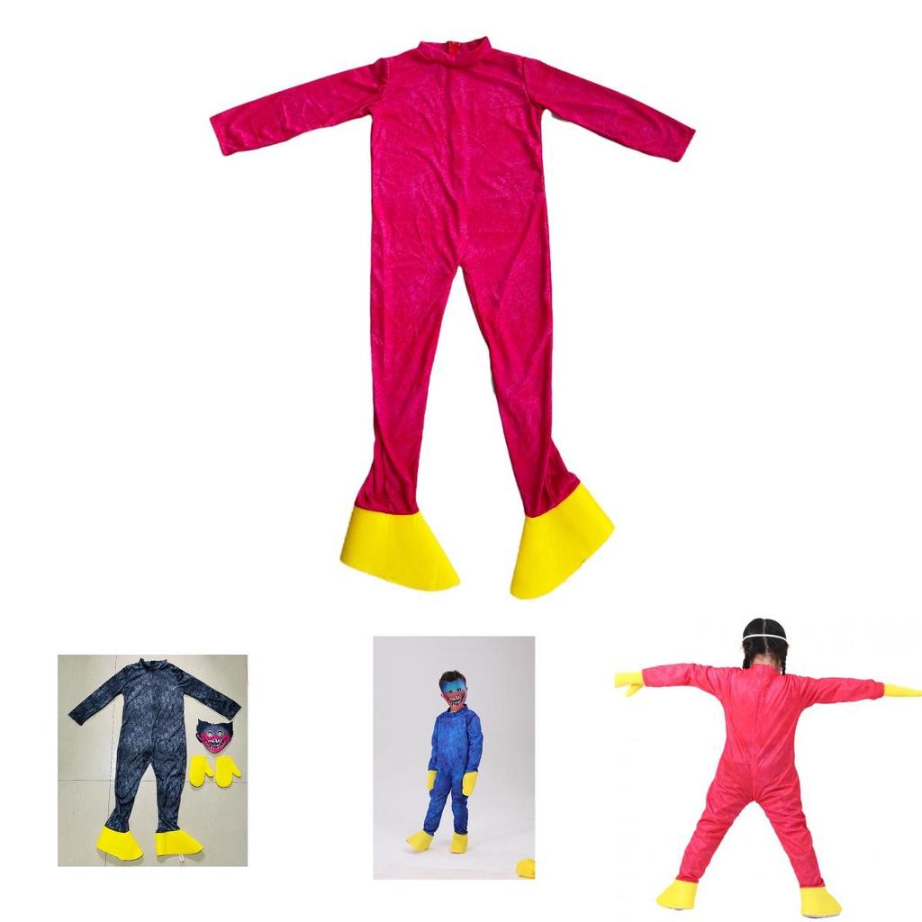 Детский костюм для косплея Huggy Wuggy Poppy Playtime Боди Комбинезон Маска Перчатки Для Унисекс