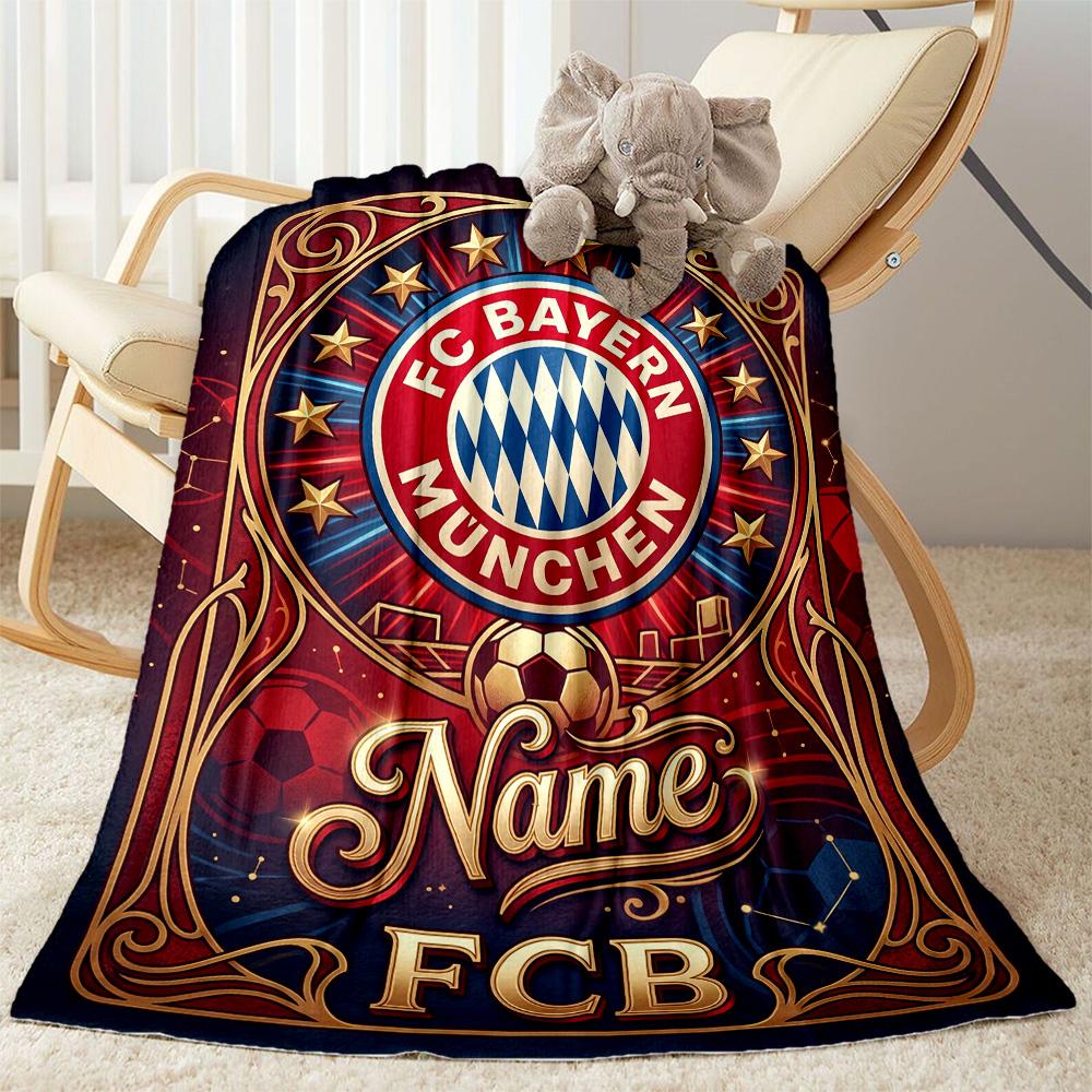 Bayern Munich Soccer Poster Personalized Name Blanket Throw Customizable Blanket Ultra-Soft Throw For Nap Chair Sofa Office Chair