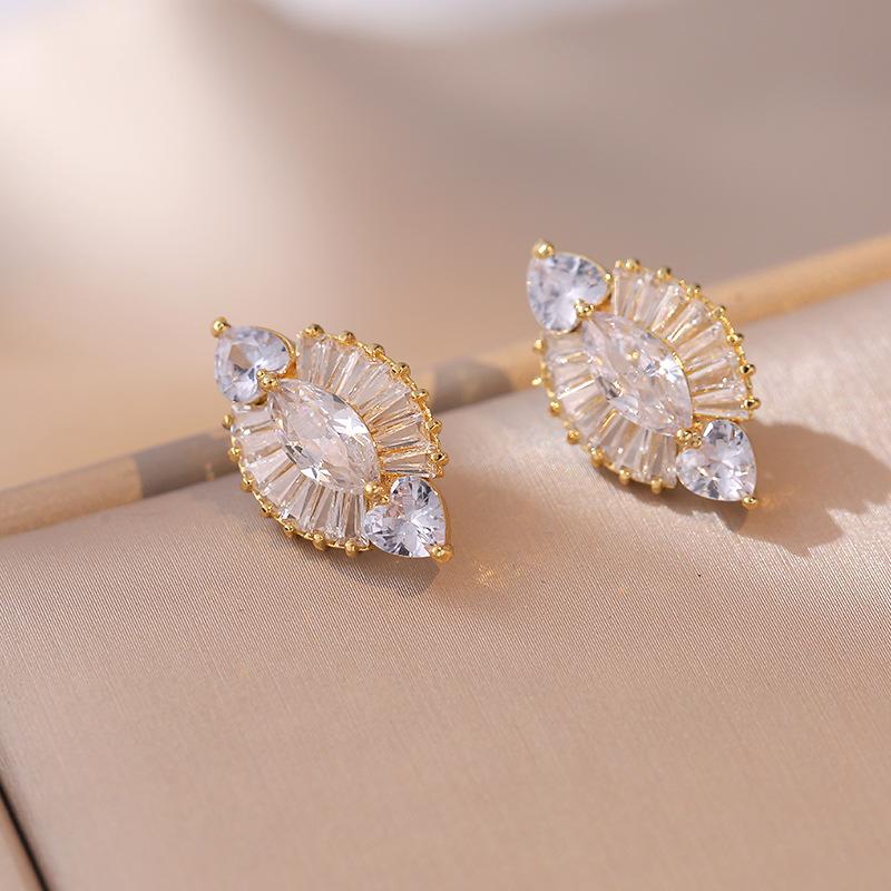 Женские комплекты ювелирных украшений с геометрическим цирконием золотого цвета, новинка 2023 года, модные серьги, ожерелье, свадебное платье, помолвка, аксессуары