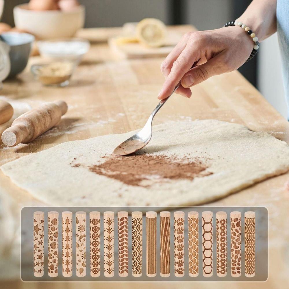 Портативный деревянный прижимной валик 3D Rolling Stick Texture Roller для глиняных инструментов