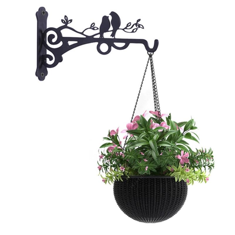 Garden Iron Hook Bracket Bird Pattern Metal Wall Mounted Flower Pot Basket for Outdoor Indoor Hanging Plant Supplies