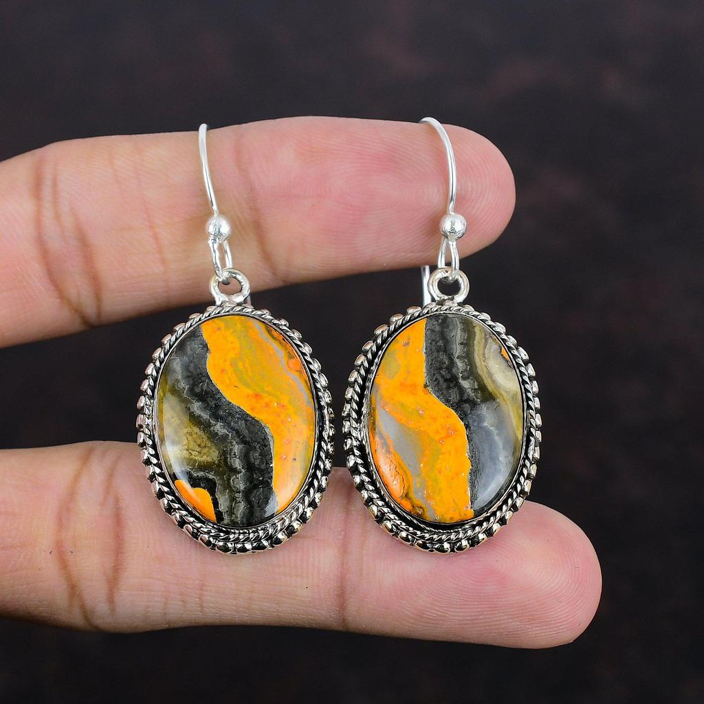 Bumble Bee Jasper Earring 925 Sterling Silver Earrings Gemstone Jewelry Vintage Earring Handmade Earring Birthstone Jewelry Gifts For Women