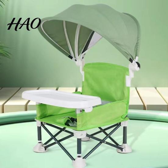 Travel-friendly Toddler Booster Chair Foldable with 3-point Harness Storage Bag Easy-to-clean Dining Adjustable Straps Removable Tray Portable Feeding