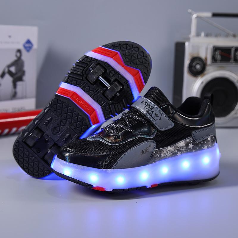 Новые туфли Runaway Shoes Четырехколесные туфли-шкивы для мальчиков и детей Обувь с колесами Обувь для катания на коньках для девочек
