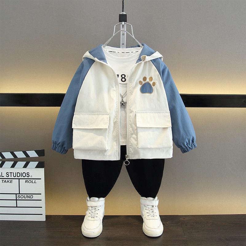 2025 Spring Boys' Hooded Zip-Up Jacket - Korean Style for Kids and Toddlers