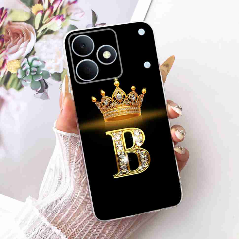 Чехол для Realme Note 80 4G RMX5388 Новый Буква Корона A-Z ТПУ Задняя Крышка Для Realme Note80 NOTE 80 4G Чехлы для Защиты Телефона