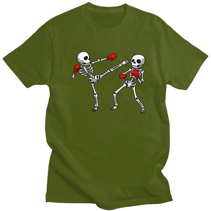 Kickboxing Kickboxer Boxing Skull T Shirts Pure Cotton Tees Shirt Summer O Neck Boxer Marital Arts Tshirt Casual ShortSleeve