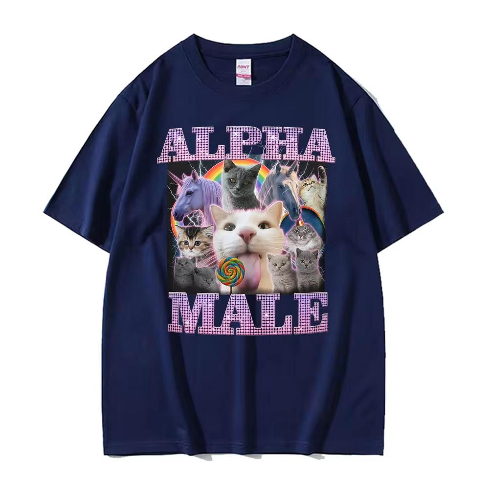 2026 Alpha Male Funny Cat Unicorn Rainbow Tee Shirt Men Women Fashion Kawaii Cute Short Sleeve T-shirt Cotton Loose Oversized T Shirt Casual Tee Tops
