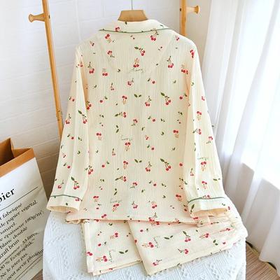 Новая весенне-осенняя женская пижама с длинными рукавами и брюками, комплект из двух предметов, 100% хлопок