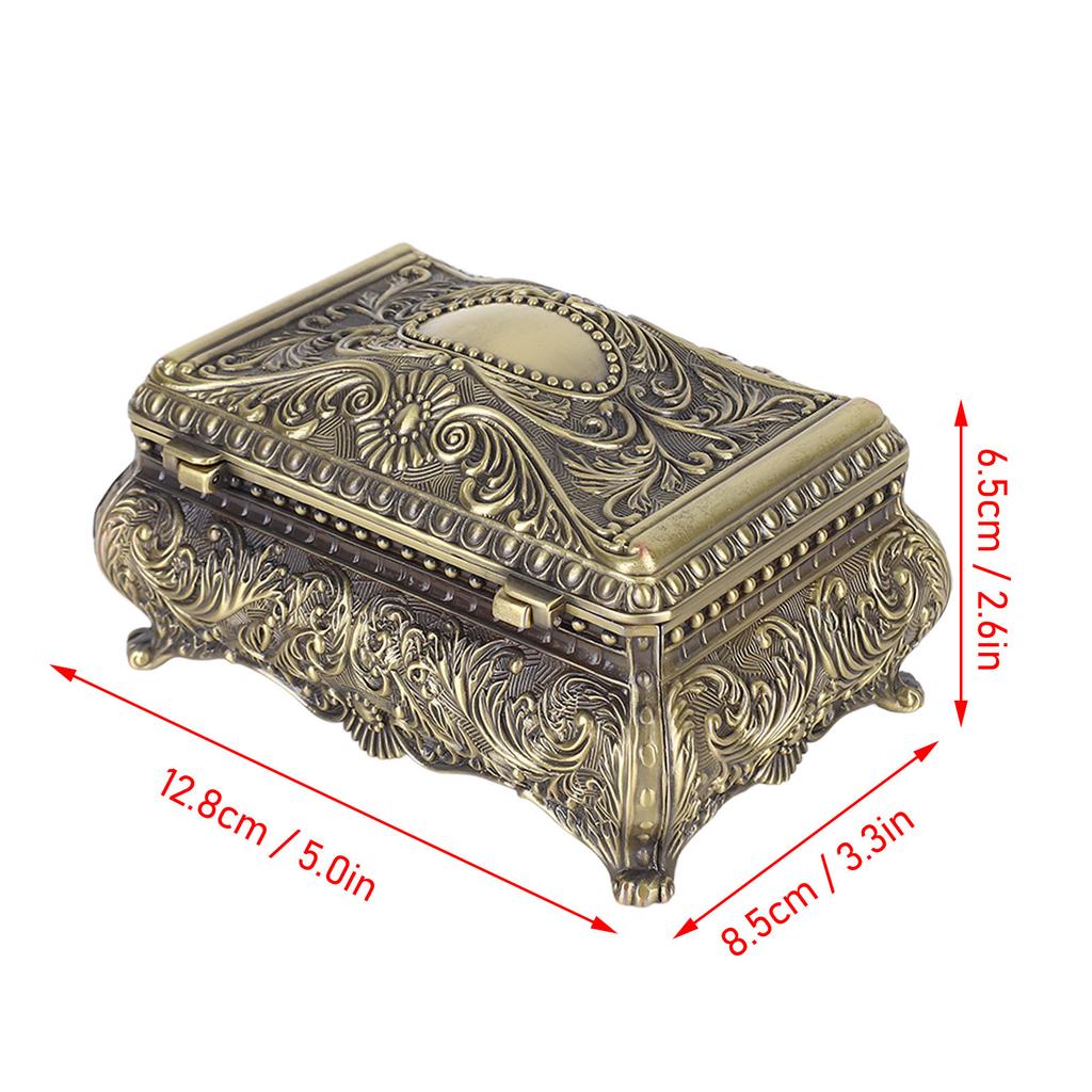 Vintage Jewelry Box Metal Rectangular Trinket Storage Box European Style Jewelry Box for Women Girls Birthday Christmas