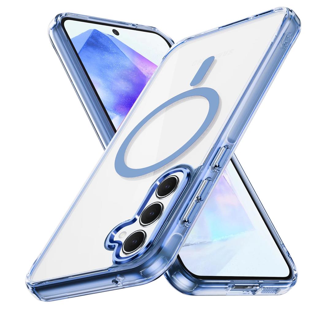 Оригинальный Магнитный Беспроводной Зарядный Чехол Magsafe Для Samsung Galaxy S24 S23 S22 Ultra Plus A55 A35 A15 HD Прозрачный Ударопрочный Чехол