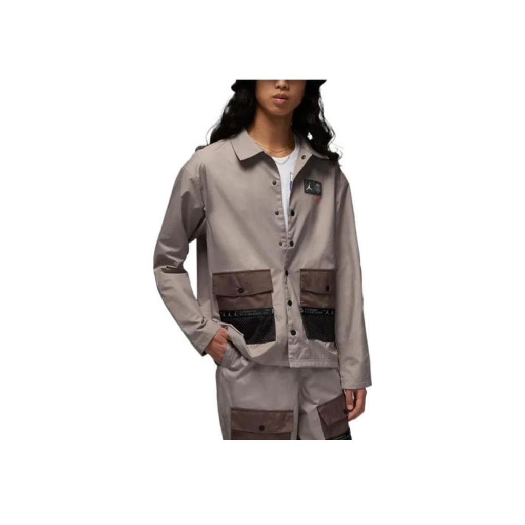 Jordan Paris Saint-Germain Collection с буквенным принтом и нашивкой с логотипом, мужская куртка с карманами и пуговицами, коричневая DM3105-010