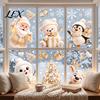 Easy Apply Window Clings 6Pcs Christmas Clings, Xmas Reusable Double Sided Snowman Decals Snowflake for Decorations Home Decor Office Party