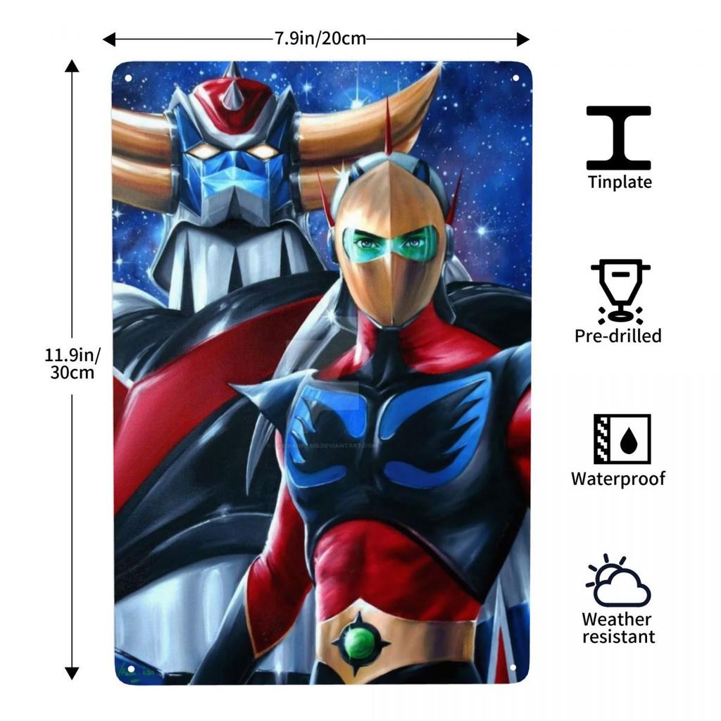 Ретро Голдирак Грендайзер Артарус Металлическая табличка На заказ НЛО Робот Голдраке Жестяные таблички Декор стены ресторана Украшения Искусство