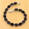 Black Zircon 925 Sterling Silver Round Link Chain Bracelet 7 Inch for Women Free Shipping & Jewelry Bag S085