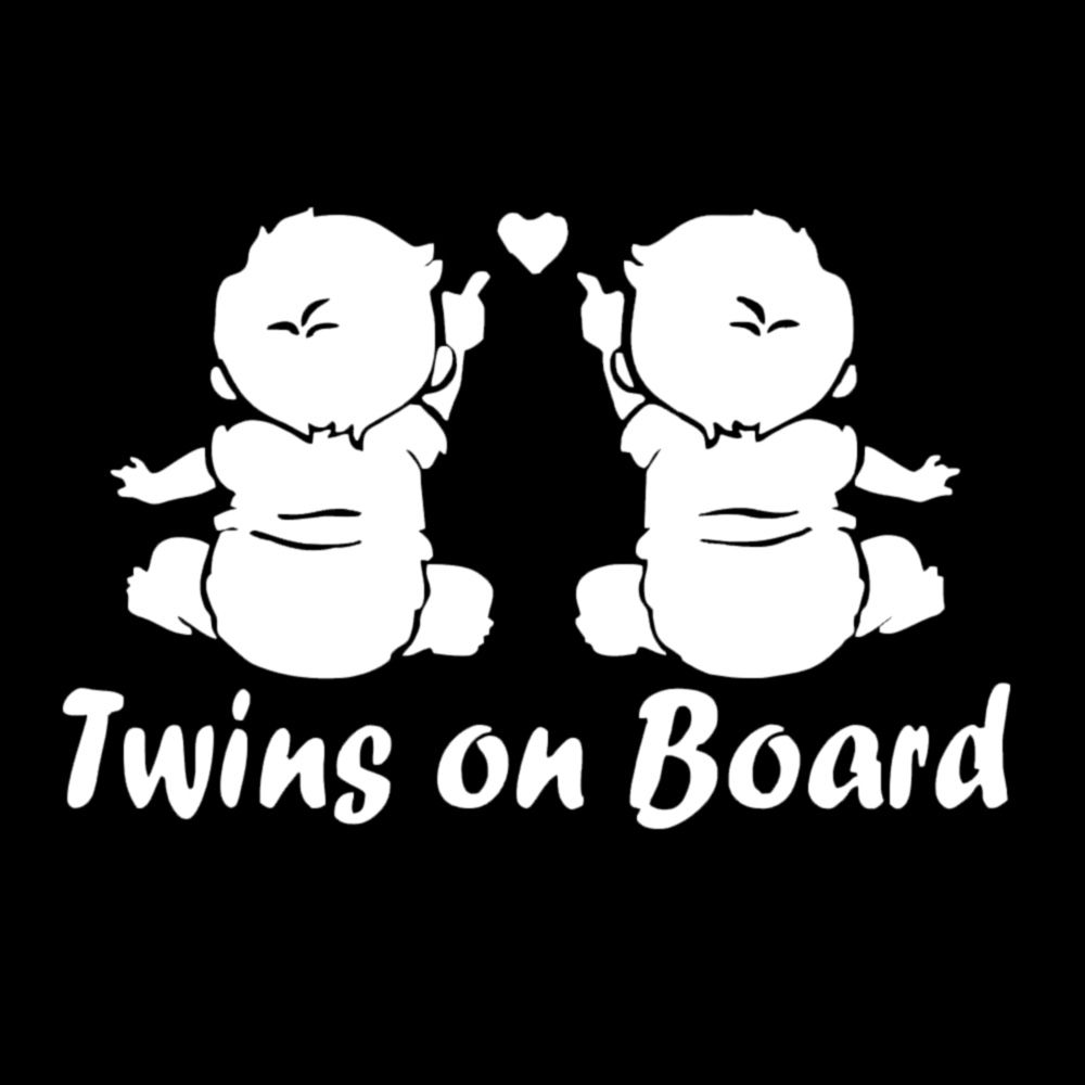 1 PC Reflective Vinyl Cartoon Decals Window Twins Baby On Board Car Sticker