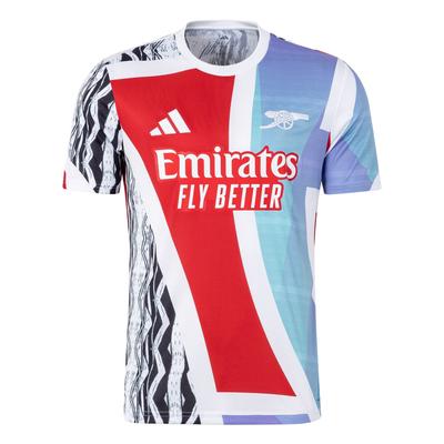 Предматчевая майка Arsenal 24/25 Better Scarlet/White/Black/Clear Aqua Мужская уличная одежда JE7562